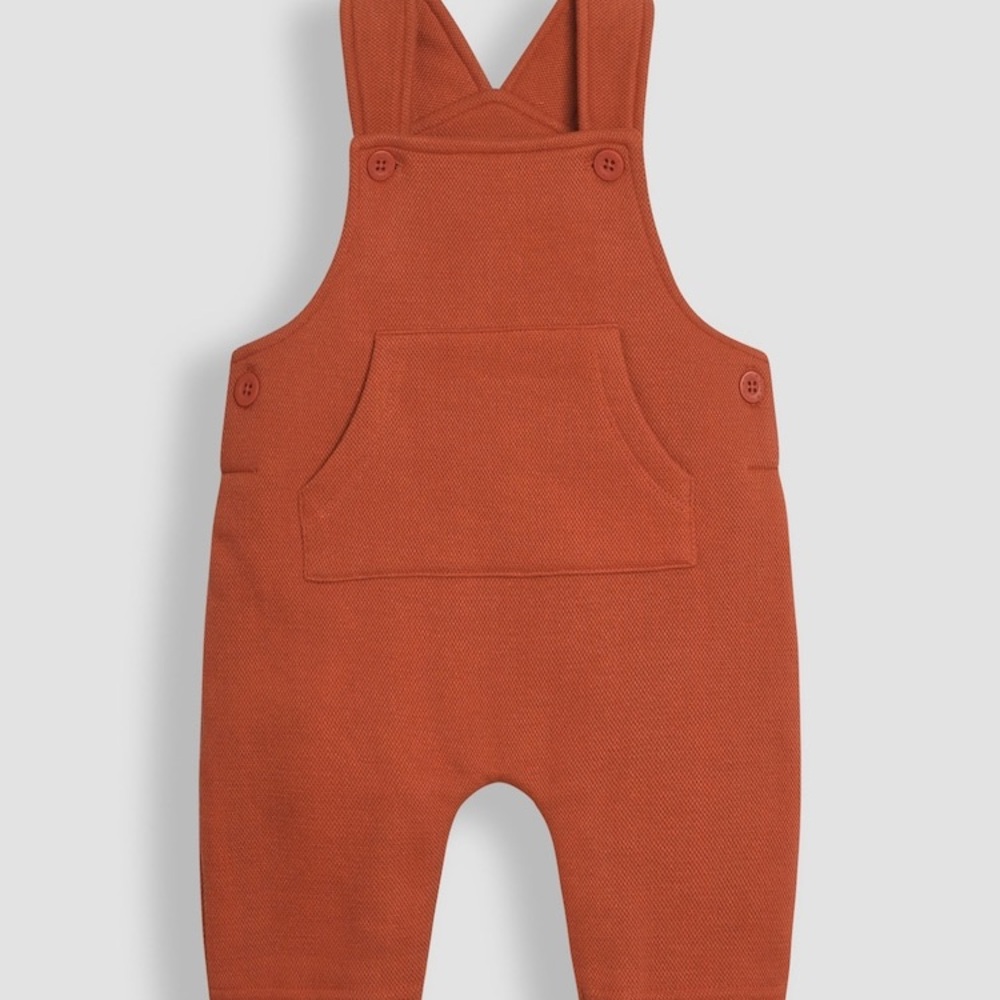 JoJo Maman Bebe Rust Forest Animal Textured Dungarees Terracotta Overalls